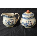 JOHNSON BROTHERS OLD GRANITE 3-Piece Cream &amp; Sugar Set With Lid HEARTS &amp;... - $40.57 CAD