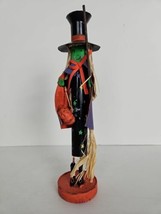 Wooden Witch Candle Stick Holder Halloween Figurines - £4.71 GBP