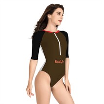 Brown Long Sleeve One Piece Swimsuit - £40.97 GBP