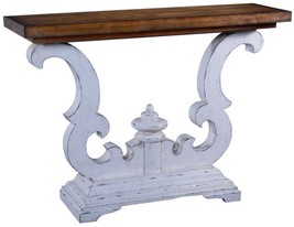 Console Table Cambridge Solid Wood Scroll Design, Distressed Old World White - £1,217.98 GBP
