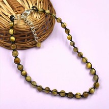 Natural Yellow Star Tiger&#39;s Eye 8x8 mm Beads Adjustable Thread Necklace ATN-36 - £12.78 GBP