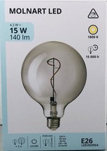 NIB Factory Sealed Ikea MOLNART LED E26 15w 140 Lumen 5” Clear Grey Bulb,   A3-3 - $19.75