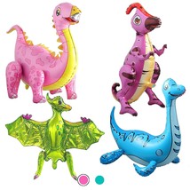 4Pack Giant 3D Dinosaur Balloons For Birthday Party Decorations,Cute Self Standi - £21.20 GBP