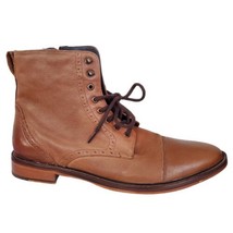 Franco Fortini Drexel Tan Cap Toe Brogue Men&#39;s Boots Size 14 Zip Lace - £30.78 GBP