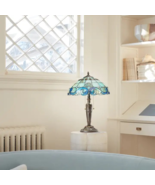 20&quot;H Jasmine Blue &amp; Green Stained Glass Table Lamp - $262.06 CAD