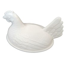 Indiana Milk Glass Hen on a Nest Beaded Edge Covered Trinket Bowl Candy ... - $14.03