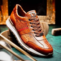 Brescia Genuine Snake and Calfskin Fashion Sneaker Honey image 7