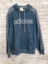 Adidas Men Hoodie Sweatshirt Sz M Navy Blue Pullover Logo 3 Stripes 07/08 - $16.99