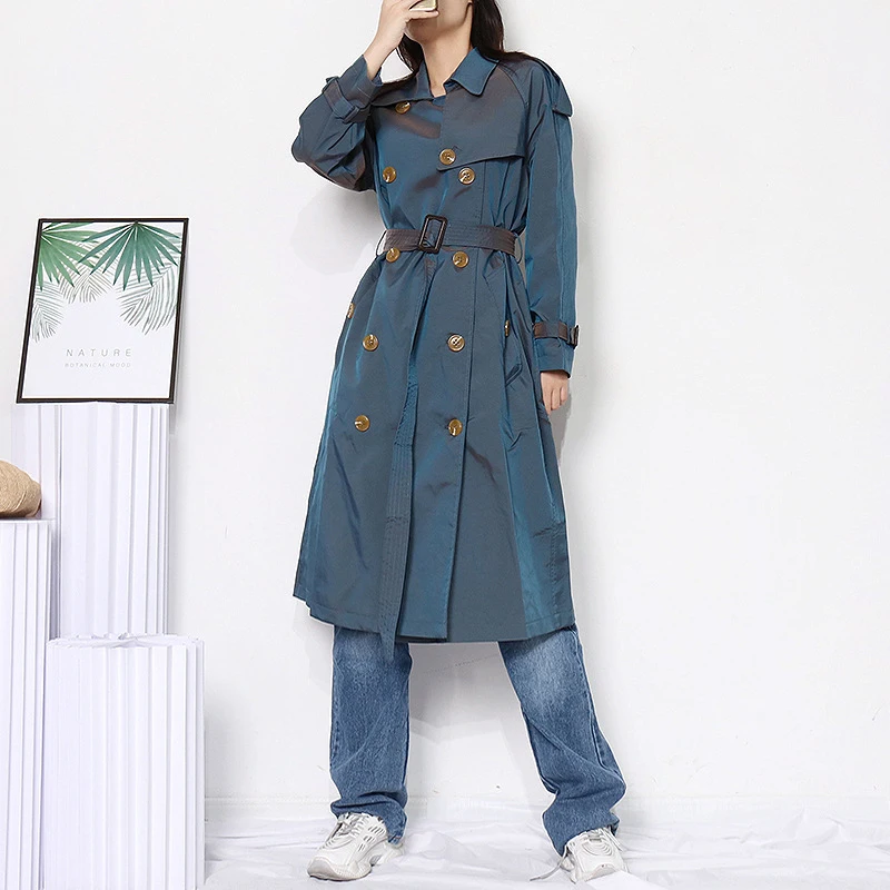 XIZIHUPAN Minimalist Solid work Button Trench For Women Lapel Long Sleeve High W - £293.61 GBP
