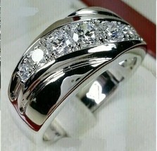 5Ct Round Cut Lab Created Diamond Men&#39;s Wedding Band Ring 14K White Gold... - £148.83 GBP