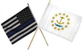 AES 12x18 12&quot;x18&quot; Wholesale Combo USA Police Blue Line &amp; Rhode Island State Stic - £8.72 GBP