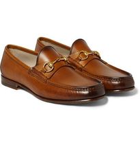 Handmade Brown Color Apron Toe Horsebit Loafer Quality Leather Men&#39;s Dress Shoes - £100.95 GBP