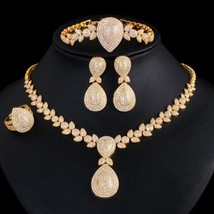 Luxury 4pcs Bridal Wedding Banquet Jewelry Set African Dubai Gold Color CZ Women - £70.47 GBP