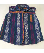 Distressed vintage womens bright multicolor sleeveless button shirt hipp... - $24.70