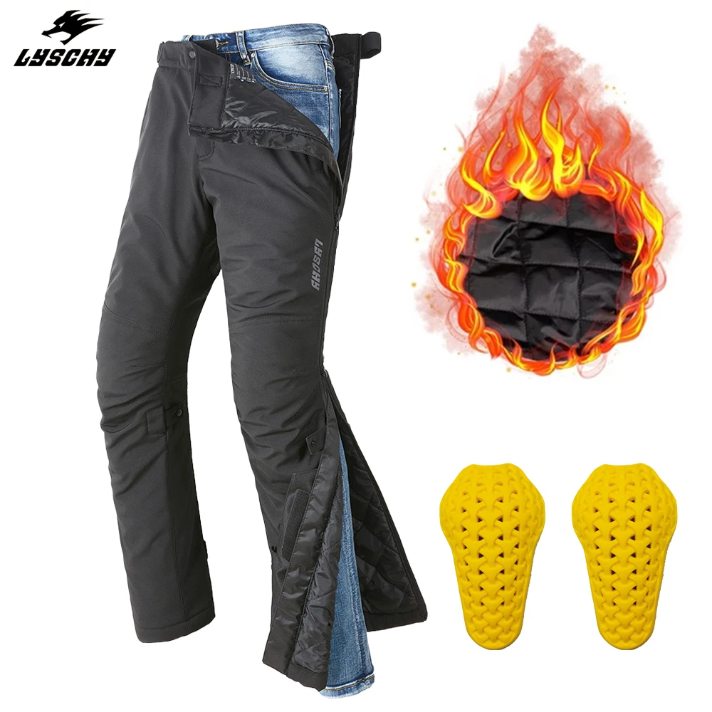 LYSCHY Winter Warm Motorcycle Pants Men Quick Take Off Trousers Waterproof - £89.64 GBP+