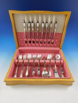 Adoration by 1847 Rogers Silverplate Flatware Set Service 53 pcs w/ floral chest - £469.77 GBP