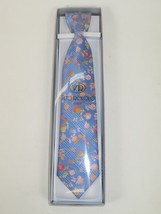 Men's Vito Rofolo From Italy Tie Hankie Gift Boxed 100% Silk VR-30 Blue Floral image 4