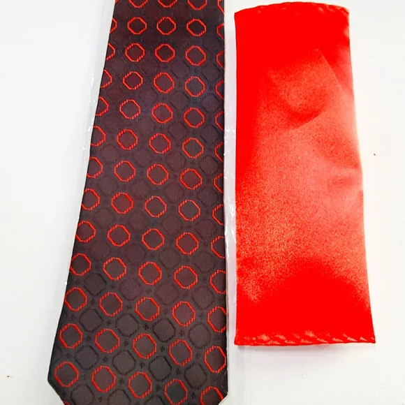 New KaiLong Mens Hand Made Silk NeckTie Burgundy/Red Solid silk handkerc... - £25.75 GBP