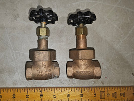 24CC68 PAIR OF HAMMOND BRASS GATE VALVES, 1/2&quot; FIP CONNECTIONS, IB617, G... - $9.45
