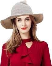 Halloween Witch Hat for Women Wide Brim Wool Pointed Hat for Halloween Party Cos - £25.92 GBP