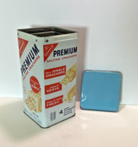 Vintage Nabisco Premium Saltine Crackers Tin 14 oz Light Blue Lid USA 9.... - $29.39