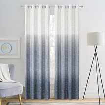 Ombre Full Blackout Curtain Panels Linen Texture Noise Reducing, 50&quot;Wx10... - £70.09 GBP