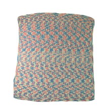 Handmade pink Blue White Crochet Knit Blanket baby 40x40 Throw Afghan - $15.83