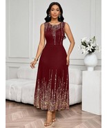 Trendy TRON Women's Long Sleeveless Dress, Navy Blue, Round Neck, A-Line... - $50.96