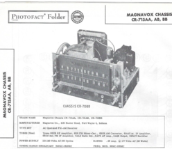 1957 MAGNAVOX CR-715AA AM FM Radio RECEIVER Photofact MANUAL Tube 715AB ... - £7.75 GBP