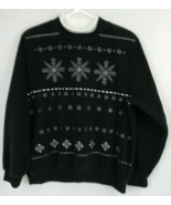 TanJay Women&#39;s Black Christmas Sweatshirt With White Snowflakes Design S... - $16.48