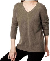 Charter Club Women&#39;s Cashmere Solid V-Neck Sweater Bark XL NWT Orig $139 - £69.82 GBP
