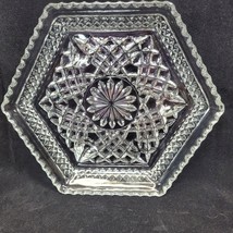 Anchor Hocking Wexford Hexagon 6 Sided Plate Sandwich Serving Clear Glass Footed - £7.05 GBP