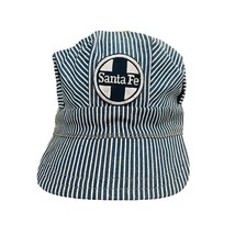 Santa Fe Railroad Train Engineer Hat Patch Blue White Stripe Cotton Sz 6... - $22.00