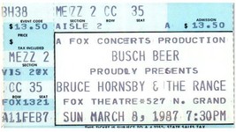 Bruce Hornsby &amp; Die Range Konzert Ticket Stumpf März 8 1987 St.Louis Missouri - £34.38 GBP
