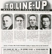 1944 Wanted Fugitives Line Up Advertisement Criminals True Detective DWA20 - €25,67 EUR