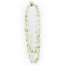 24&quot; Double Strand Translucent Light Lime Green Faceted Bead Necklace Gold Tone - £3.93 GBP