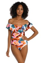 La Blanca Best Escape Off Shoulder Ruffle One Piece Swimsuit, Size 4 - £58.02 GBP