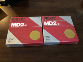 (2) Maxell MD2-HD Mini-Floppy Disk, 5 1/4&quot;, 10 pc. packs, NEW, SEALED - £27.69 GBP