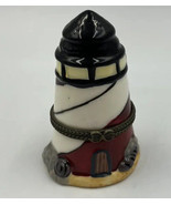 Vintage Hand Painted Ceramic Nautical Lighthouse Hinged Trinket Box - £8.98 GBP