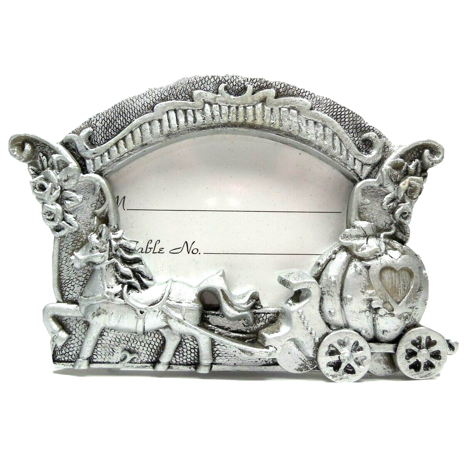 Primary image for Wedding Place Card Holder (27 pieces) Horse Pumpkin Carriage Silver Photo Frame
