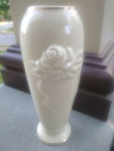 Vintage., Gold trim,  7.5 inch LENOX embossed Roses floral design Vase - $14.99
