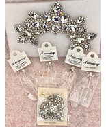 Silver Wedding Accessory Bundle Bride Veil Accent HairPins Brooch Rhines... - £21.79 GBP