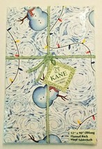 Kane SNOWMAN Christmas Winter 52&quot; X 90&quot; Oblong Flannel Back Vinyl Tablec... - £11.51 GBP