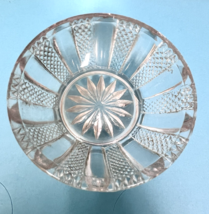 Vintage Crystal Diamond Panel Pattern Glass Footed Open Salt Dip Cellar ... - $12.38