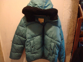 NEW Madden Girl Sherpa Hooded Puffer Jacket Women&#39;s Size XL Dusty Blue Full Zip - £15.66 GBP