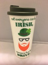 Travel Mug Green Not Everyone Can Be Irish St Patty&#39;s Day Plastic Cup w/Lid - £7.16 GBP