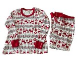 Hanna Andersson Women’s Christmas Pajamas Red White Reindeer Pattern Siz... - $23.74