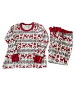 Hanna Andersson Women’s Christmas Pajamas Red White Reindeer Pattern Siz... - $440.29 MXN