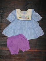 NEW Boutique Seashells Starfish Girls Gingham Tunic &amp; Shorts Outfit Set - £8.69 GBP