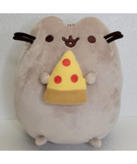 2018 Gund Pusheen Cute Gray Cat Holding Pizza Plush 8” Fat Cat - $11.47